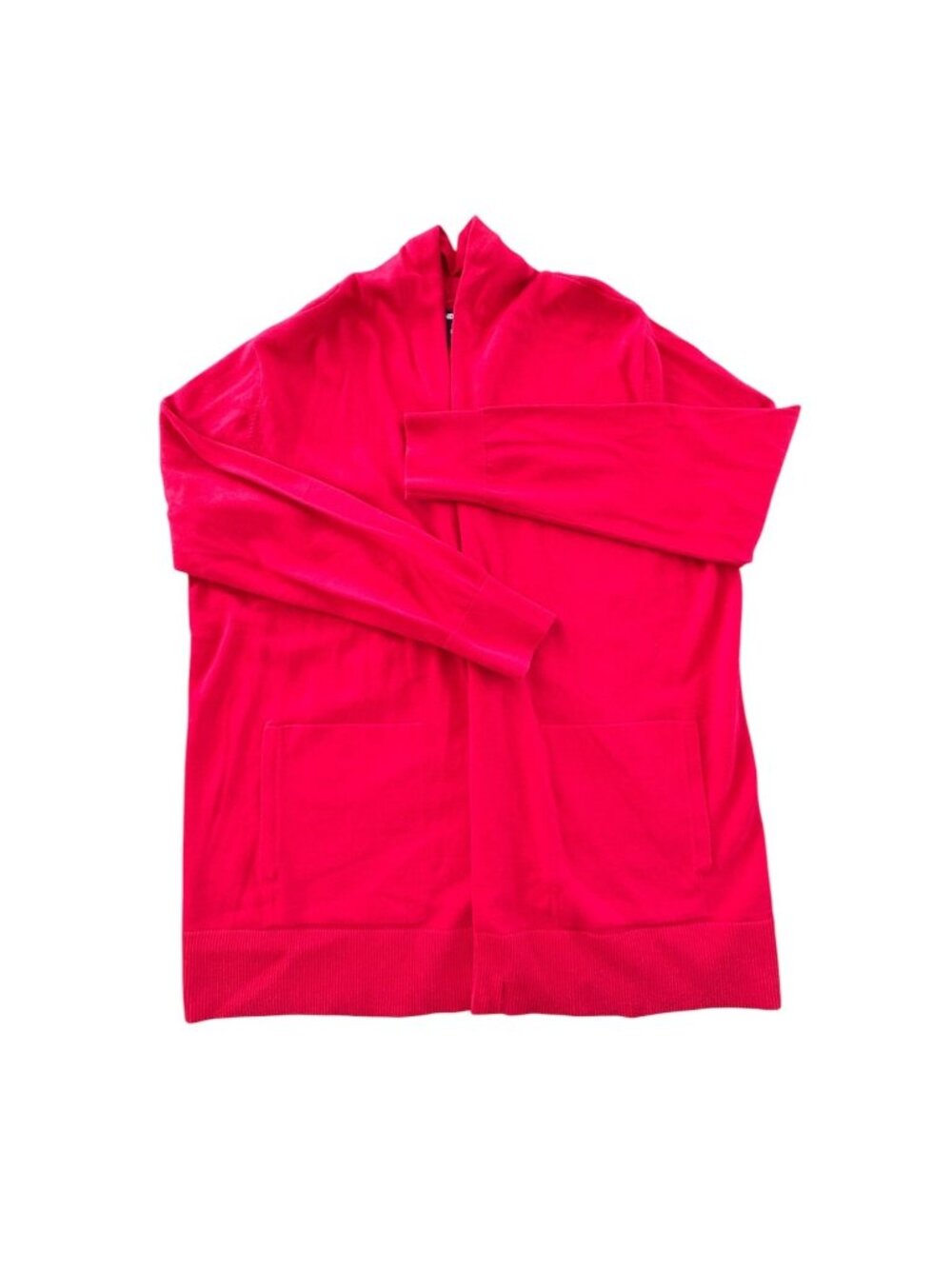 Lands End Red Open Cardigan 100% Cotton Size Medium - Picture 2 of 5
